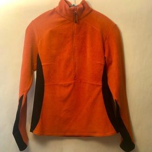 Columbia Sweater Womens Medium Orange Black Zip Fleece Outdoors Casual Titanium